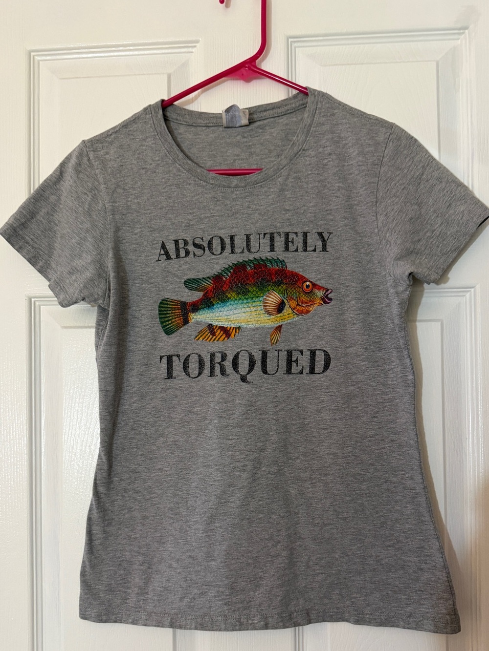 Absolutely Torqued Fish Gray Women’s T Shirt Small